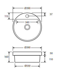 Reba Semi-Inset Basin With Tap Hole