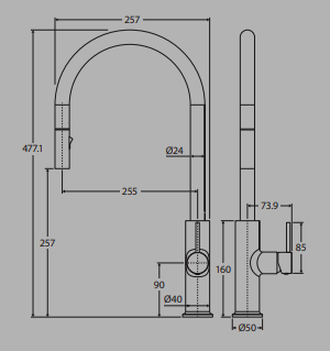 Kaya Pull Out Sink Mixer Urban Brass Lead Free Sus304