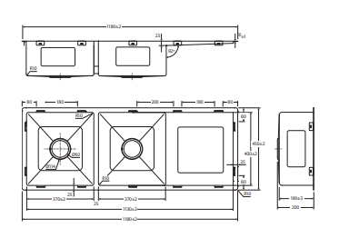 Hana 29L/29L Double Kitchen Sink with Drainer