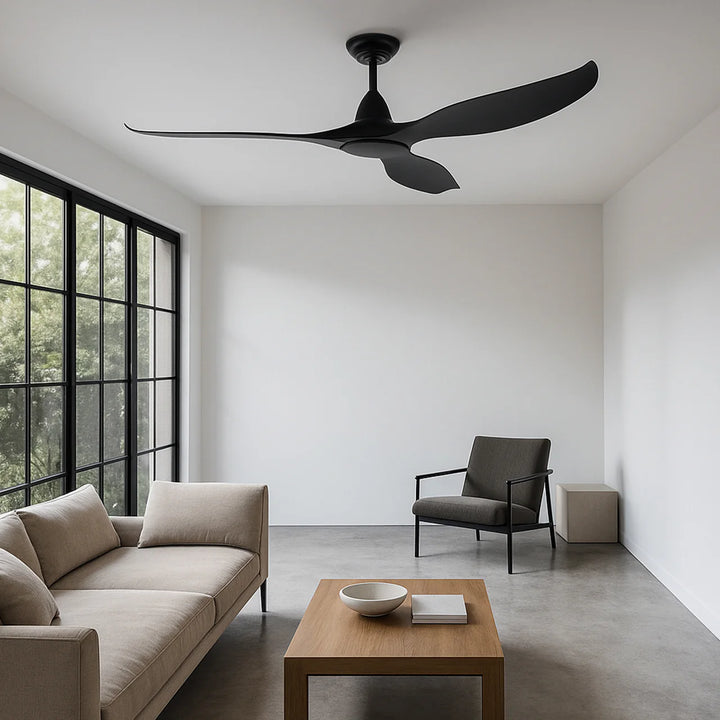 60" Noosa DC Ceiling Fan Black, White, Titanium 203372, 203373, 204748 Eglo Lighting