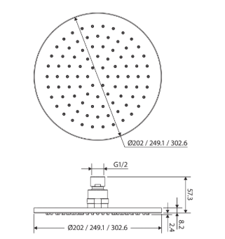 Starry Shower Head, 300mm, Matte Black
