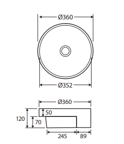 Reba Semi-Recessed Basin, No Tap Hole