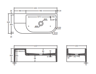 Blanca Concrete Wall Basin, Warm Grey