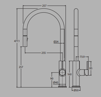 Kaya Pull Out Sink Mixer Gun Metal Lead Free Sus304