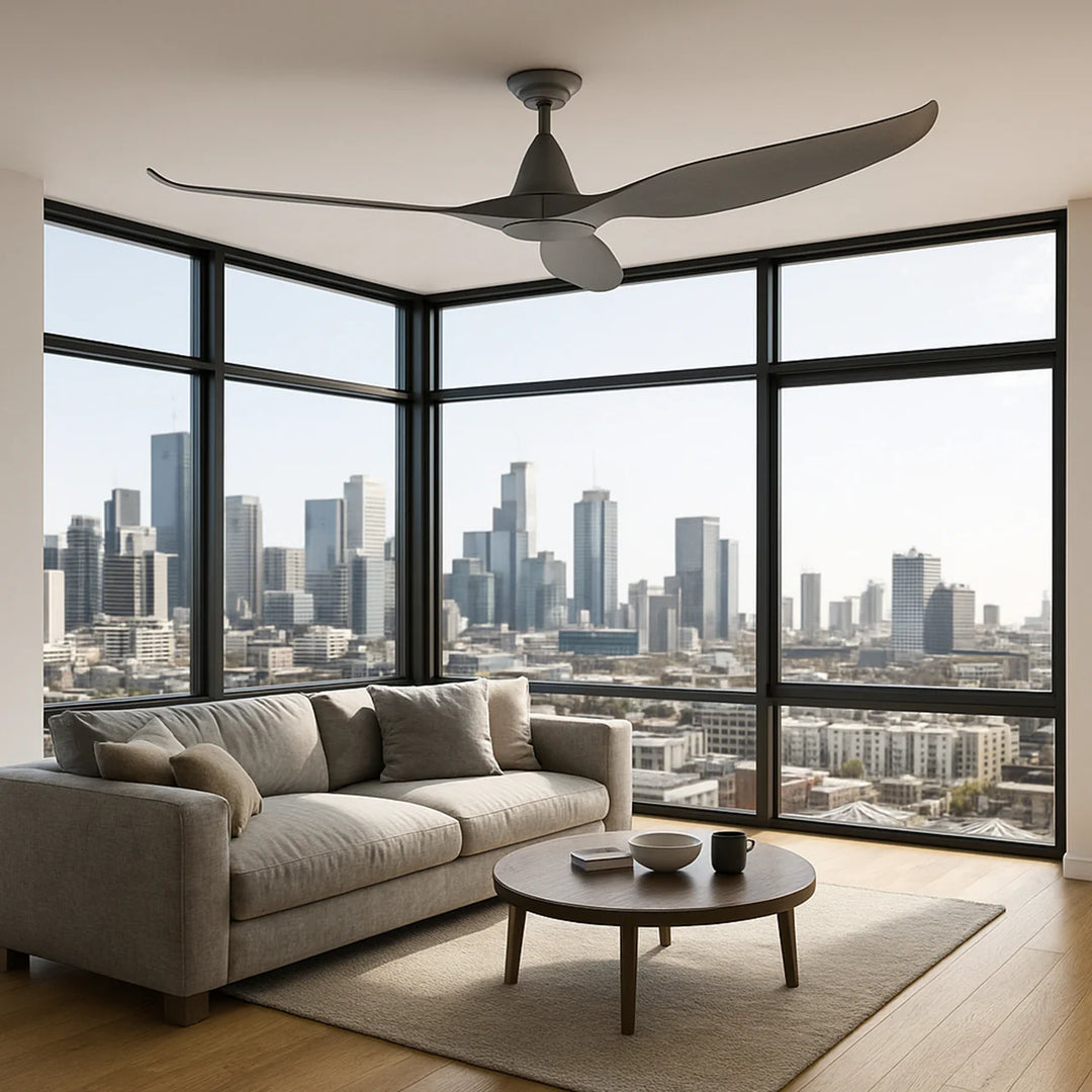 60" Noosa DC Ceiling Fan Black, White, Titanium 203372, 203373, 204748 Eglo Lighting