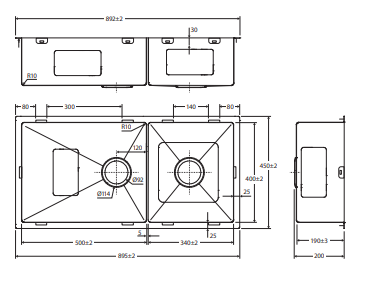 Hana 40L/27L Double Kitchen Sink
