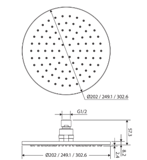 Starry Shower Head, 200mm, Brushed Nickel
