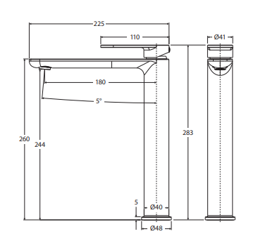 Empire Slim Cold Start Tall Basin Mixer, Urban Brass