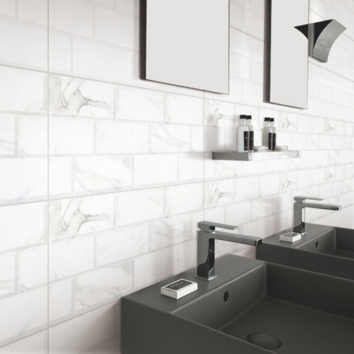 Norma White Glossy Ceramic Tile 300 x 600