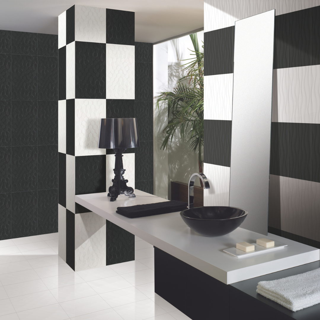 Honeycomb White Glossy Ceramic Tile 300 x 600