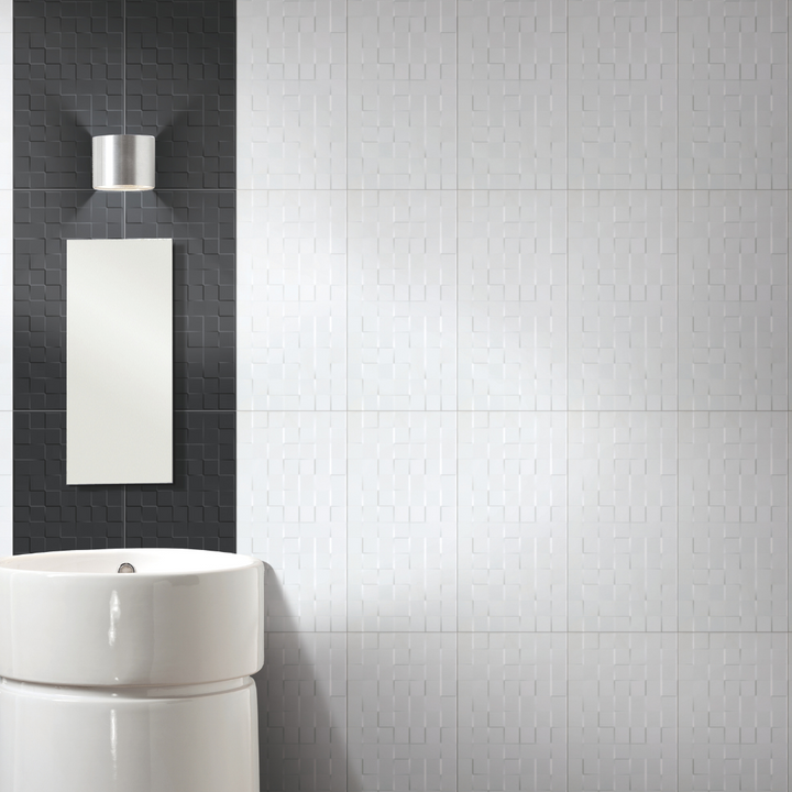 Checkers White Glossy Ceramic Tile 300 x 600