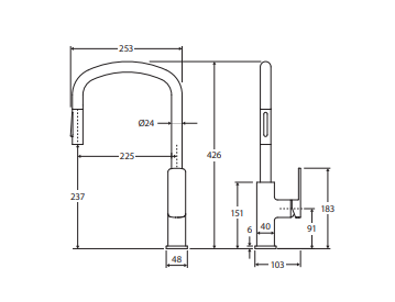 Tono Pull Out Sink Mixer Gun Metal Lead Free Sus304