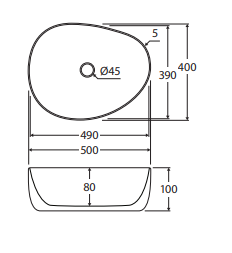 Pebble Medium Above Counter Basin, Matte White