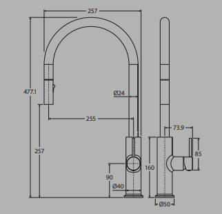 Kaya Pull Out Sink Mixer Brushed Nickel Lead Free Sus304