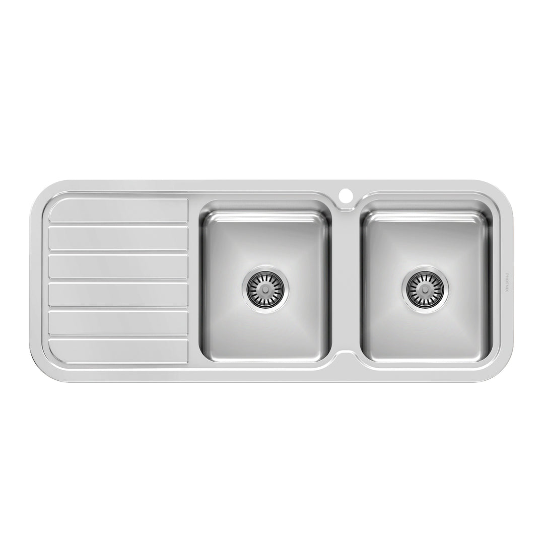 1 1000 Series Double R/H Bowl Sink W/-Drainer W/-Hole , Sinks – Pilbara Bathroom Warehouse
