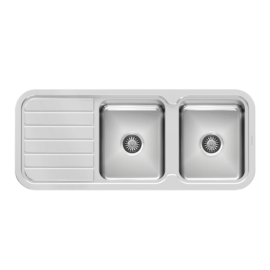 1 1000 Series Double Bowl Sink W/-Drainer No Hole , Sinks – Pilbara Bathroom Warehouse