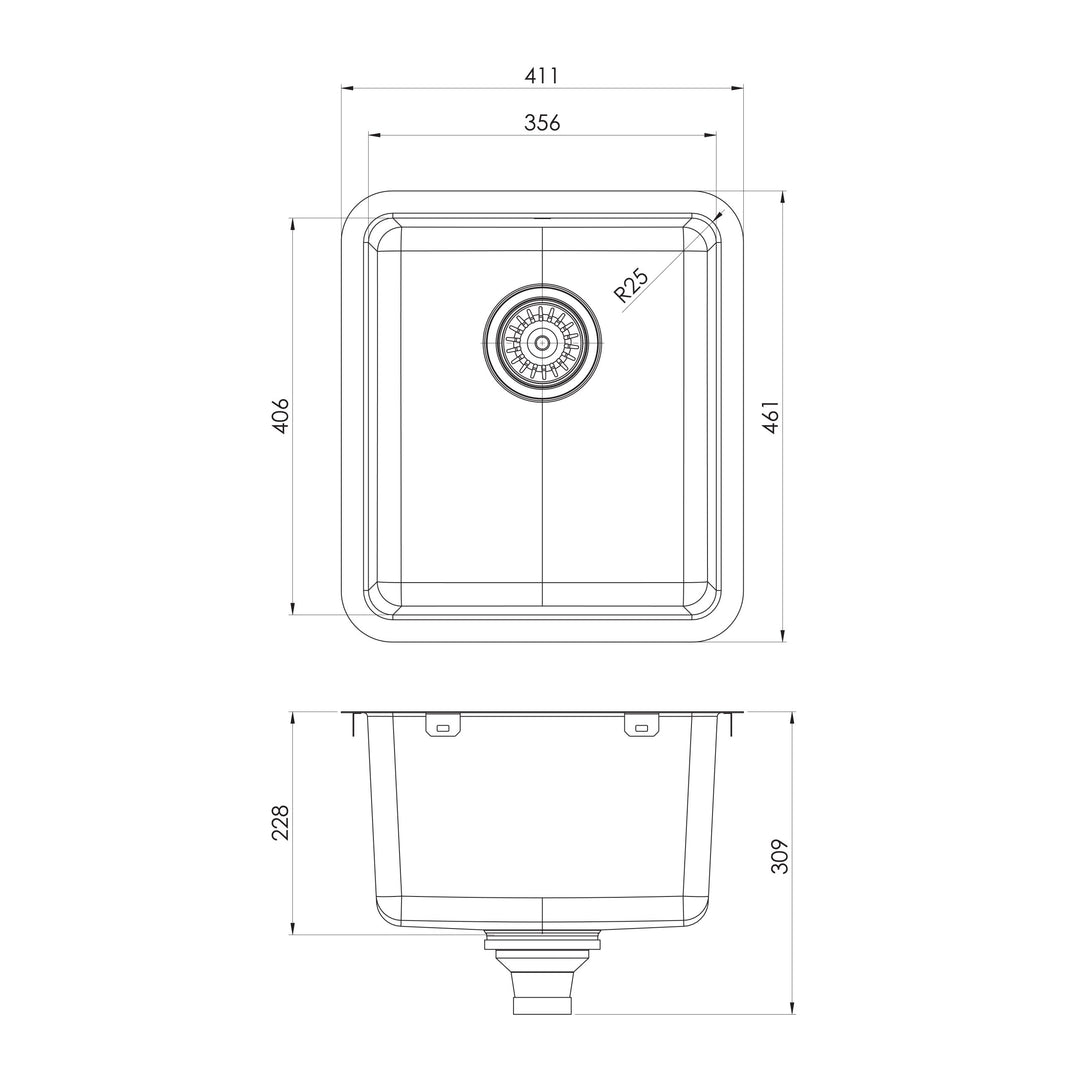 2000 Series Single Bowl Under / Over Sink