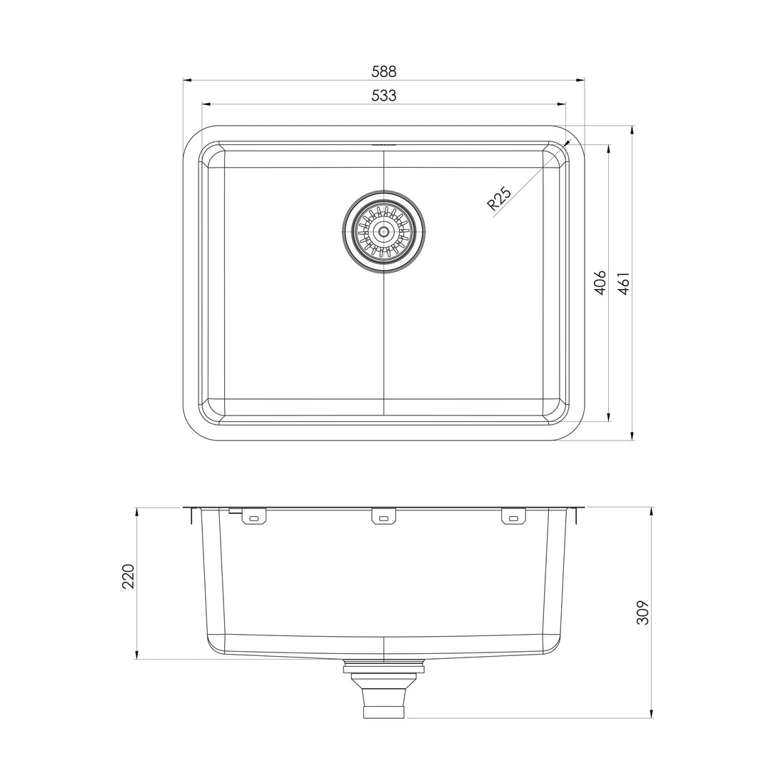 2000 Series Large Single Bowl Under / Over Sink