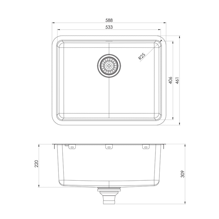 2000 Series Large Single Bowl Under / Over Sink