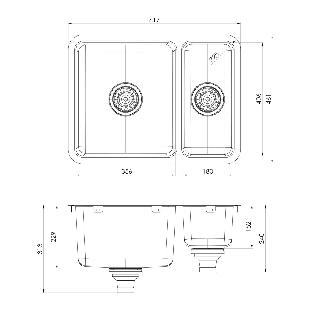 2000 Series 1-1/2 Bowl Under / Over Sink