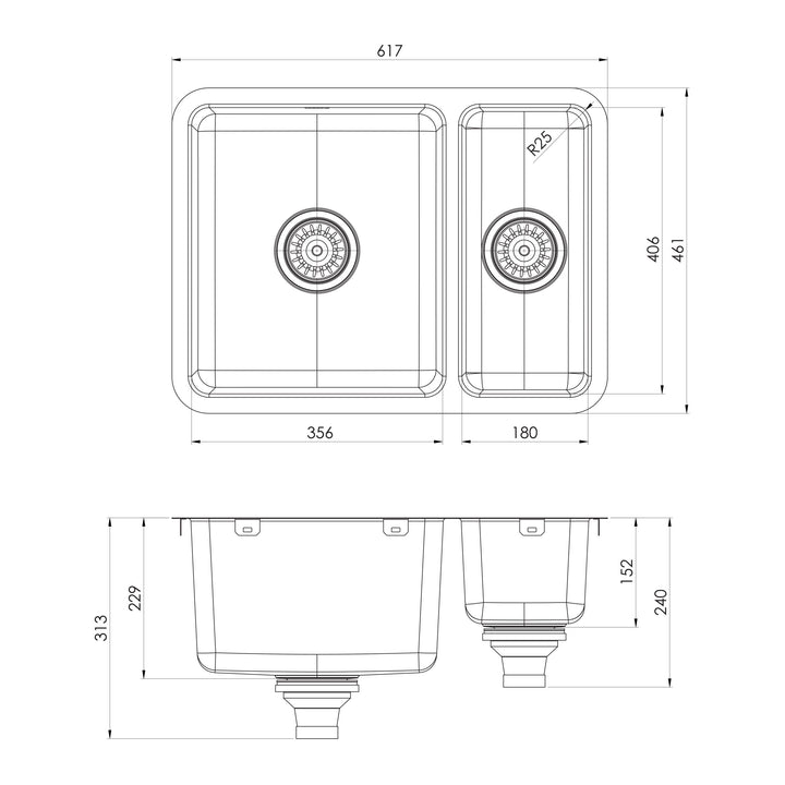 2000 Series 1-1/2 Bowl Under / Over Sink