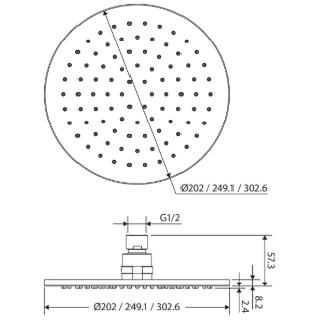 Starry Shower Head, 200mm, Matte Black