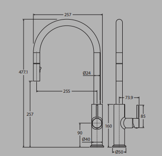 Kaya Pull Out Sink Mixer Chrome Lead Free Sus304