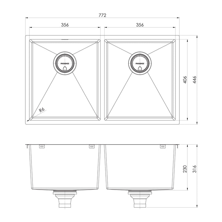 4000 Series Double Bowl Under / Over Sink