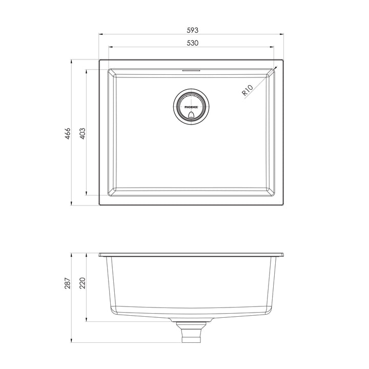 5000 Series Large Single Bowl Under / Over Sink