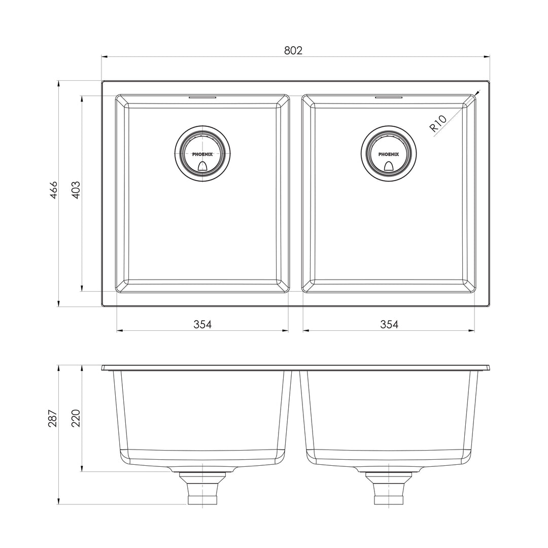 5000 Series Double Bowl Under / Over Sink