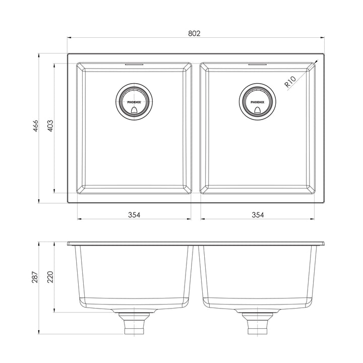 5000 Series Double Bowl Under / Over Sink