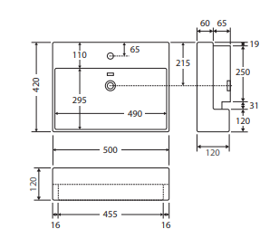 Petra Semi-Recessed Basin