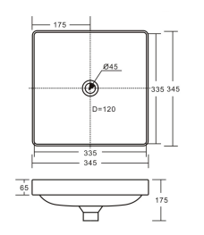Aluca Square Semi-Inset Basin, Gloss White