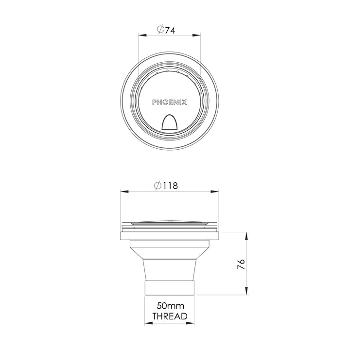 50mm Covered Sink Basket Waste