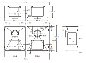 Hana Anti-Scratch 27L/27L Double Kitchen Sink, Stainless Steel