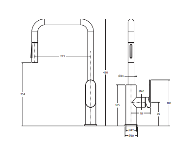 Empire Slim Pull-Out Sink Mixer, Urban Brass