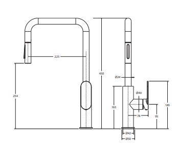 Empire Slim Pull-Out Sink Mixer, Brushed Copper