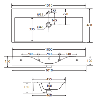 RAK Des 101 Wall Basin, 1 Tap Hole