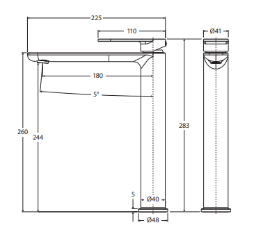 Empire Slim Cold Start Tall Basin Mixer, Brushed Copper