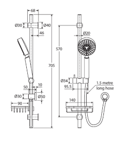 Michelle Multifunction Rail Shower with Soap Basket