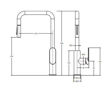 Empire Slim Pull-Out Sink Mixer, Matte Black