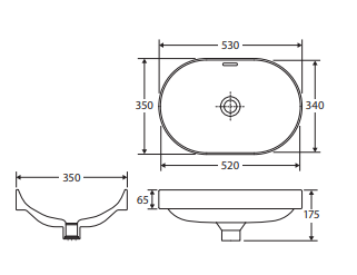 Aluca Pill Semi-Inset Basin, Matte Black