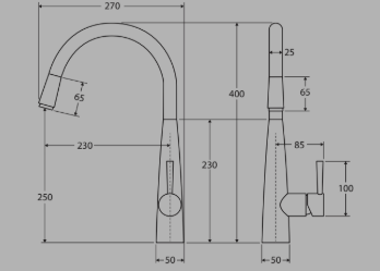 Isabella Deluxe Gooseneck Pull Out Kitchen Mixer Brushed Nickel Lead Free