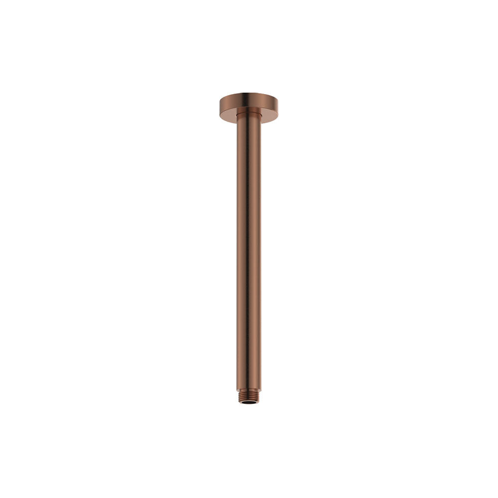 Round Shower Dropper, 300mm, Brushed Copper – Pilbara Bathroom Warehouse Perth and regional Western Australia