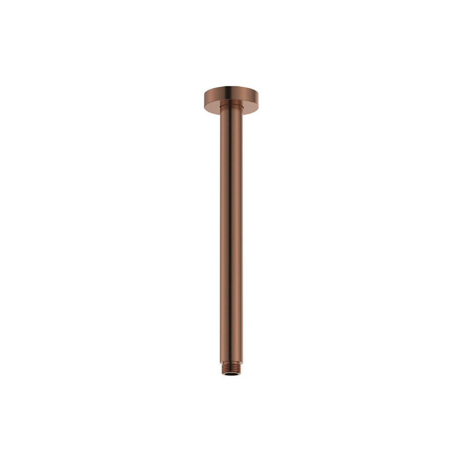Round Shower Dropper, 300mm, Brushed Copper – Pilbara Bathroom Warehouse Perth and regional Western Australia
