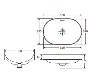 Aluca Pill Semi-Inset Basin, Gloss White