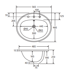Lacy Fully-Inset Basin, 1 Tap Hole