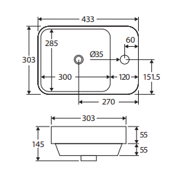 Petra Mini Semi-Inset Basin