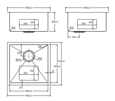 Hana Anti-Scratch 32L Single Kitchen Sink, PVD Gun Metal