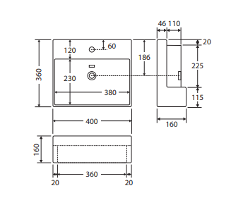 Petra Mini Semi-Recessed Basin